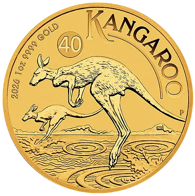 2026 Australian Kangaroo 1oz Gold Bullion Coin 2026 Australian Kangaroo 1oz Gold Bullion Coin Reverse