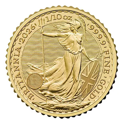 2026 Britannia 1/10oz Gold Bullion Coin Reverse